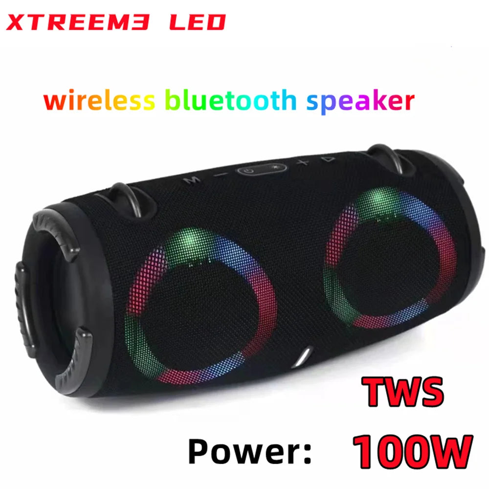 Portable Waterproof 100W High Power Bluetooth Speaker RGB Colorful Light Wireless Subwoofer