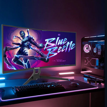 2025 Suevery Monitor 34'' 144Hz Bandfish Screen Curved 1500R Gaming Bezel-less Slim 400HDR Nits 100% SRGB Wide Color Gamut FAsT