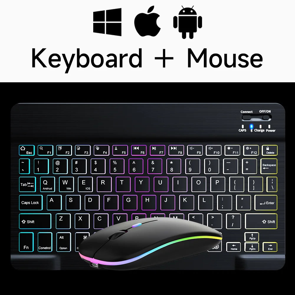 Wireless Bluetooth Keyboards For Android iOS Windows Mini Backlight Keyboard For Apple Xiaomi Samsung Tablet Keyboard and Mouse