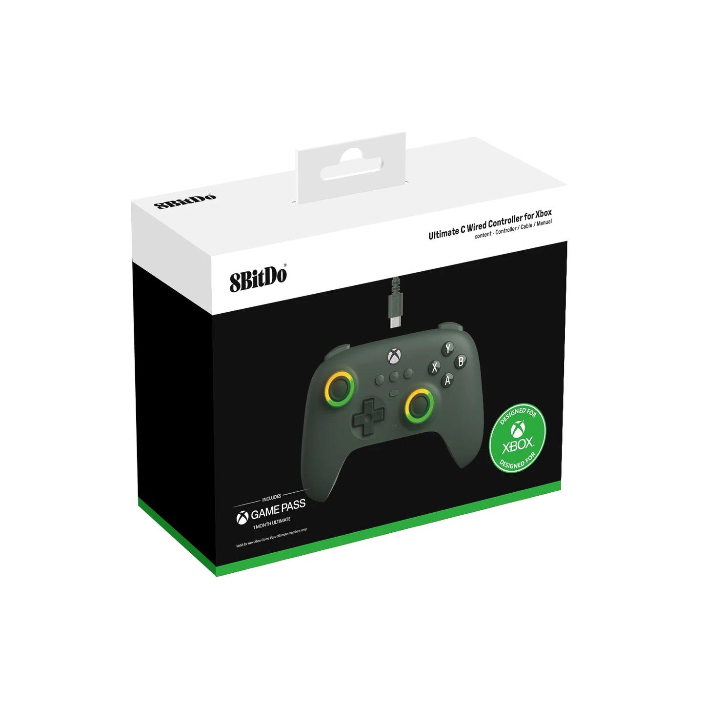 8BitDo Ultimate C Wired Game Controller for Xbox Series X/S Xbox One with RGB Lighting Hall Effect Joysticks for Windows 10/11