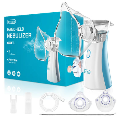 Portable nebulizer. Asthma inhaler. Medical atomizer, and silent, for adults, children and healthcare.