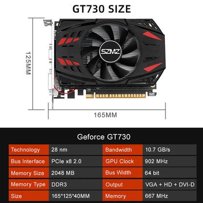 GT730 2GB Graphics Video Card 64bits HD Interface 902MHz DDR3 Display Gaming Video Card DDR3