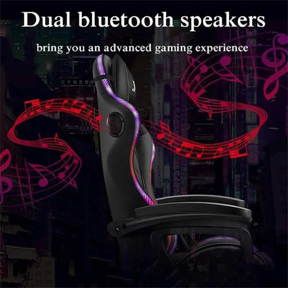 Gaming Chair with Massage and Footrest Large  with Speakers and LED Light Effect, 90°-135° Adjustable Reclining Gamer Chair