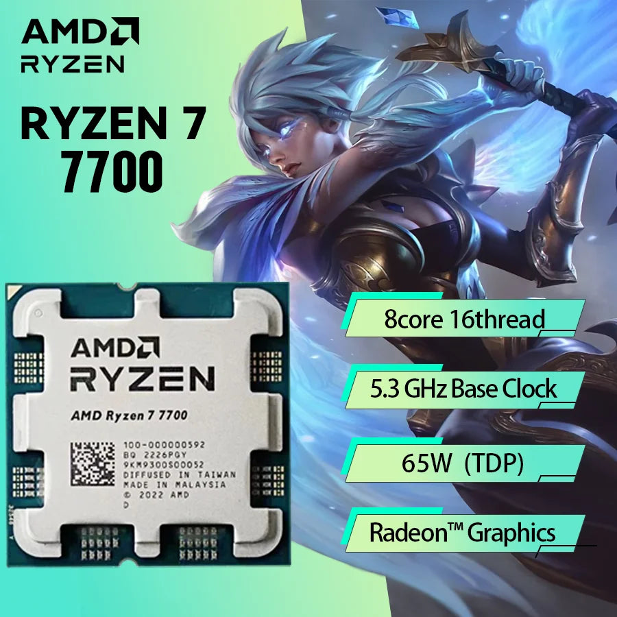 AMD Ryzen 7 7700 R7 7700 4.5 GHz 8-Core 16-Thread CPU Processor 5NM L3=32M  Socket AM5  Sealed Without cooler