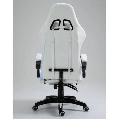 Cheap DDP Full White PU Leather Computer PC Game Chair Silla Gamer Led RGB Racing Massage Gaming Chair With Lights And Speakers