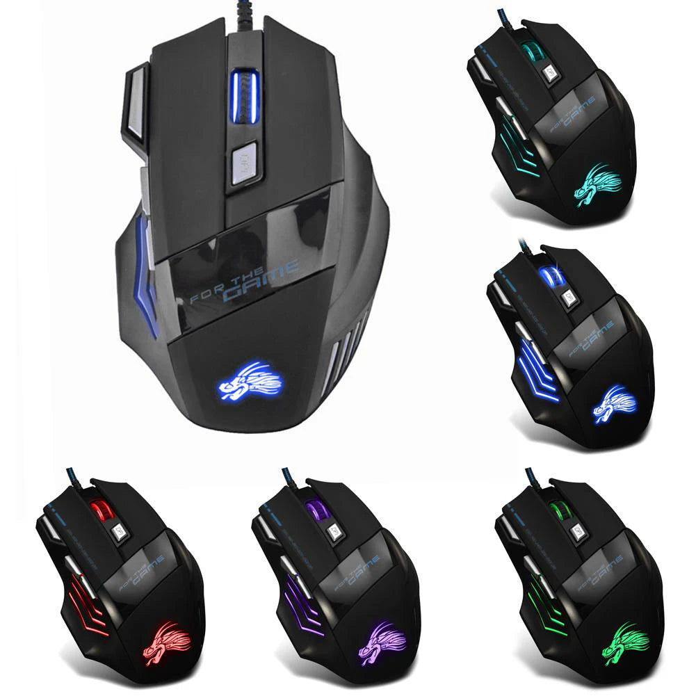 USB Wired Gaming Mouse 7 Button Backlit Ergonomic Mice 5500 DPI Backlight