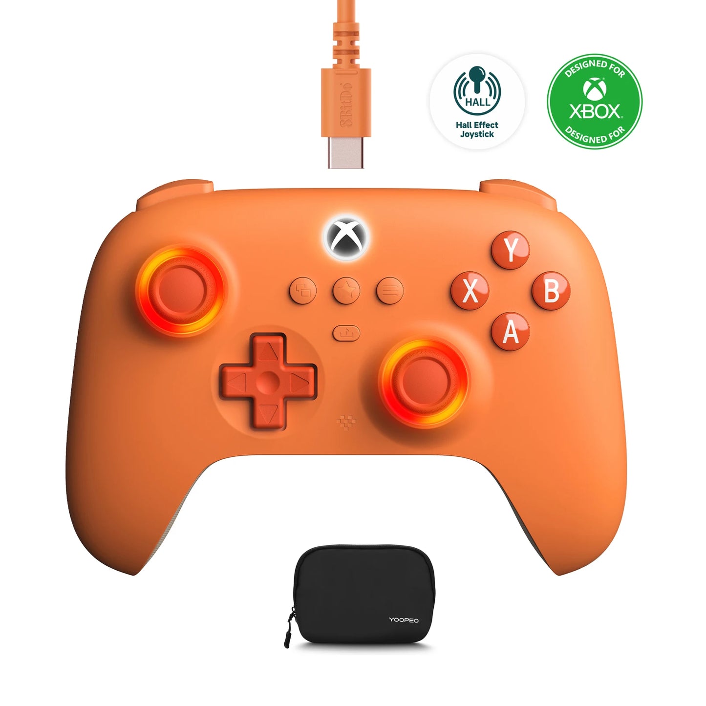 8BitDo Ultimate C Wired Game Controller for Xbox Series X/S Xbox One with RGB Lighting Hall Effect Joysticks for Windows 10/11