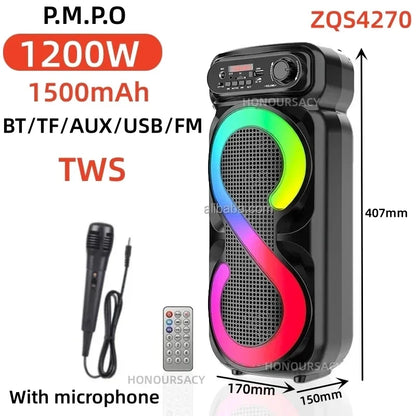 High Volume Portable Home TKV Wireless Bluetooth Speaker with MIC RGB Light Outdoor Super Bass Boombox TWS/FM