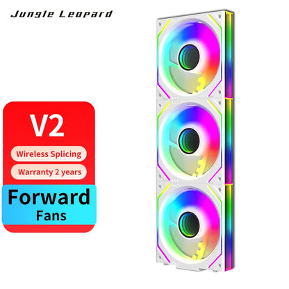 Jungle Leopard V2 Case Fan Magic Block Free Splicing 120mm PC Computer 3PIN Radiator Cooler 12V Chassis Fan 5V ARGB Divine Light