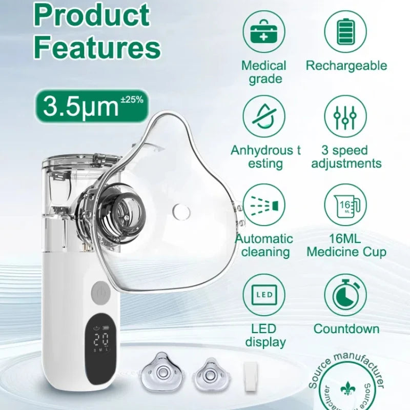 Rechargeable Automatic Nebulizer Adjustable/Silent Ultrasonic