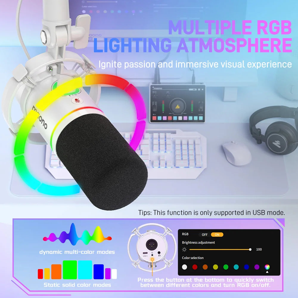 Maono PD200X RGB Gaming Microphone Dynamic