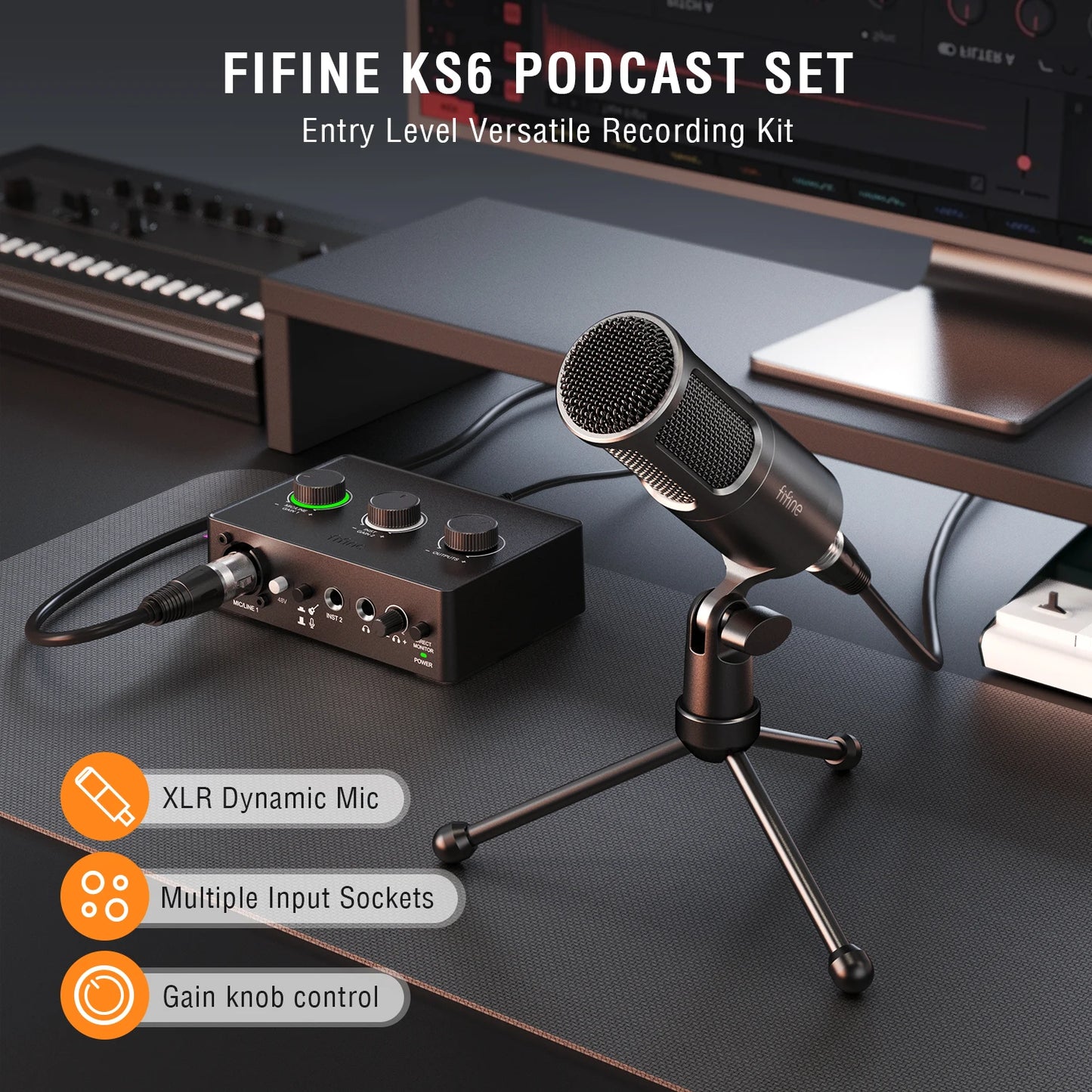 FIFINE Podcast Kit with Dynamic Mic/Sound Card