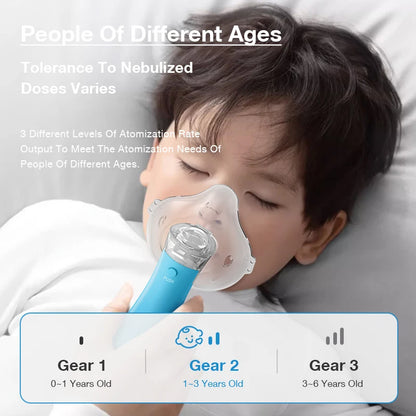 Portable nebulizer. Asthma inhaler. Medical atomizer, and silent, for adults, children and healthcare.