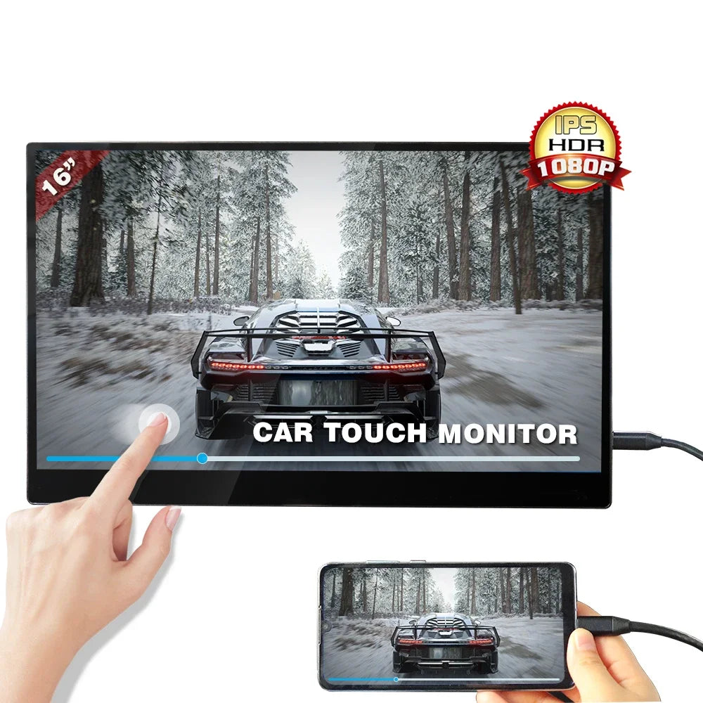 Lcd Ips Gaming Narrow Bezel 16 Inch Touch Screen Built-in Battery Support Vesa Pole Mount Game Monitor