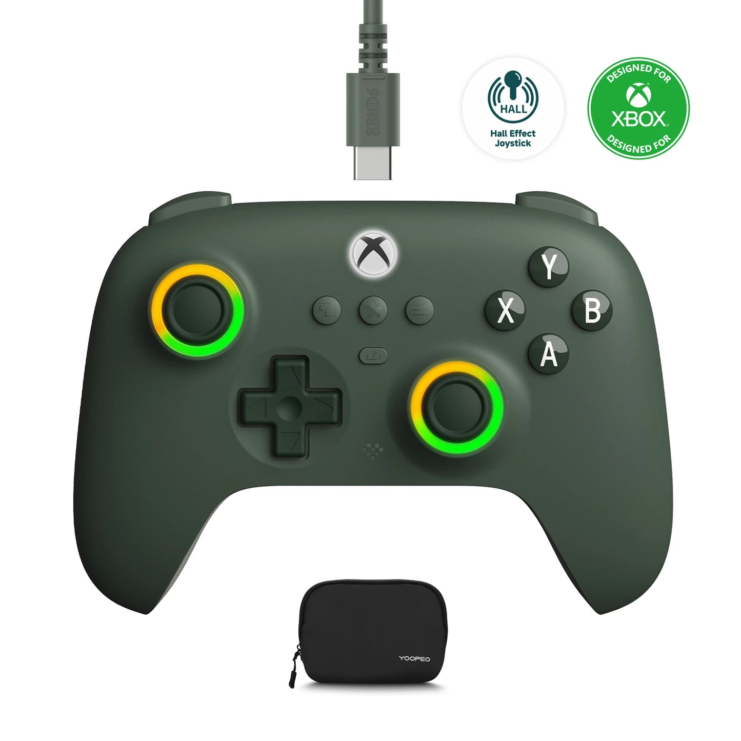 8BitDo Ultimate C Wired Game Controller for Xbox Series X/S Xbox One with RGB Lighting Hall Effect Joysticks for Windows 10/11