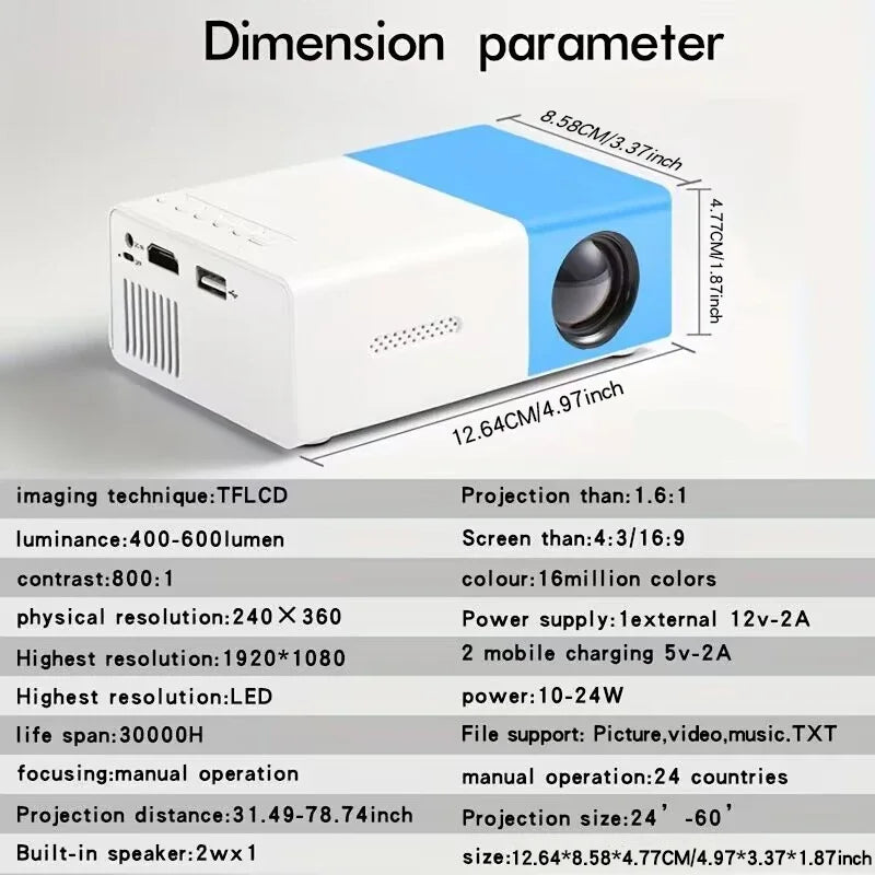 Proyector portátil YG300 para el hogar, compatible con USB, HDM