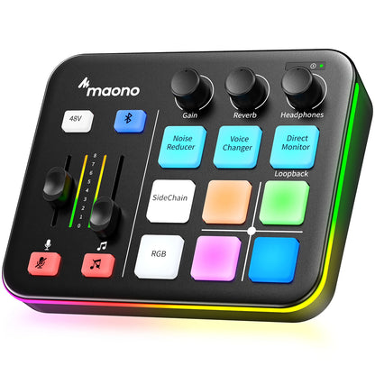 MAONO G1 NEO Gaming Audio Mixer,Custom Sound Effects RGB Streaming