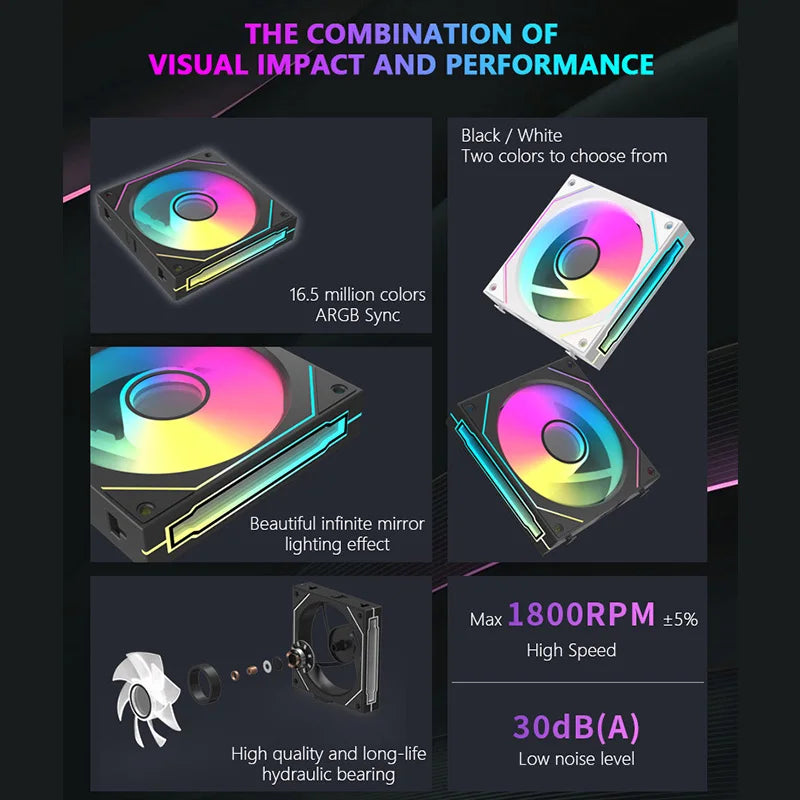 JUMPEAK MX120 360mm Modular Wireless Splicing PC 120mm Case Cooling Fan ARGB Infinite Mirror Effect For Computer Water Cooler