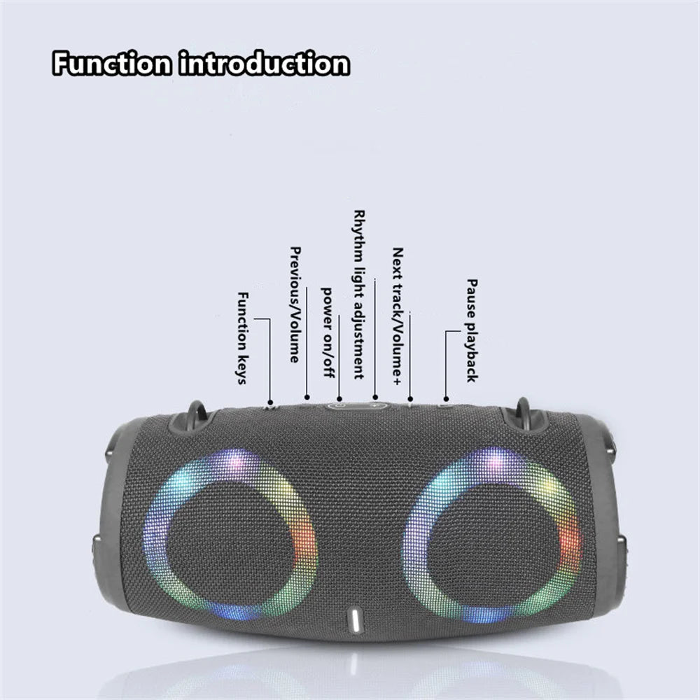 Portable Waterproof 100W High Power Bluetooth Speaker RGB Colorful Light Wireless Subwoofer