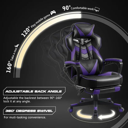 Gaming Chair with Footrest,Big and Tall Gaming Chairs for Adults,Computer Chair for High Back and Massage,Reclining Gamer Chair