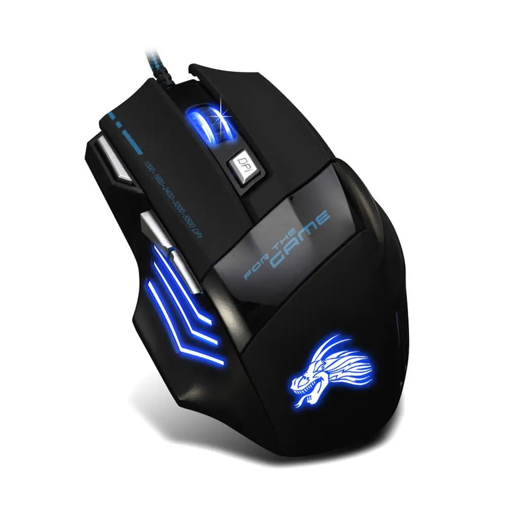 USB Wired Gaming Mouse 7 Button Backlit Ergonomic Mice 5500 DPI Backlight