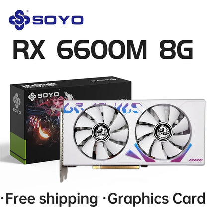 SOYO AMD RX 6600M 8GB Graphics Card GDDR6 128Bit PCI-E 4.0×8 8Pin Radeon GPU RX6600M Desktop Components PC Gaming Video Cards