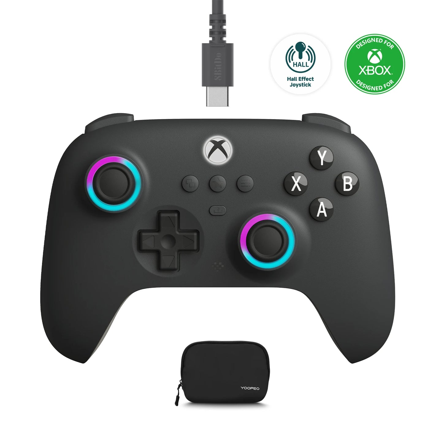 8BitDo Ultimate C Wired Game Controller for Xbox Series X/S Xbox One with RGB Lighting Hall Effect Joysticks for Windows 10/11