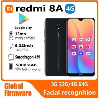 Xiaomi Redmi 8A smartphone 4G 64G Global firmware 5000mAh 6.22inch Snapdargon 439 12MP 18W Facial recognition