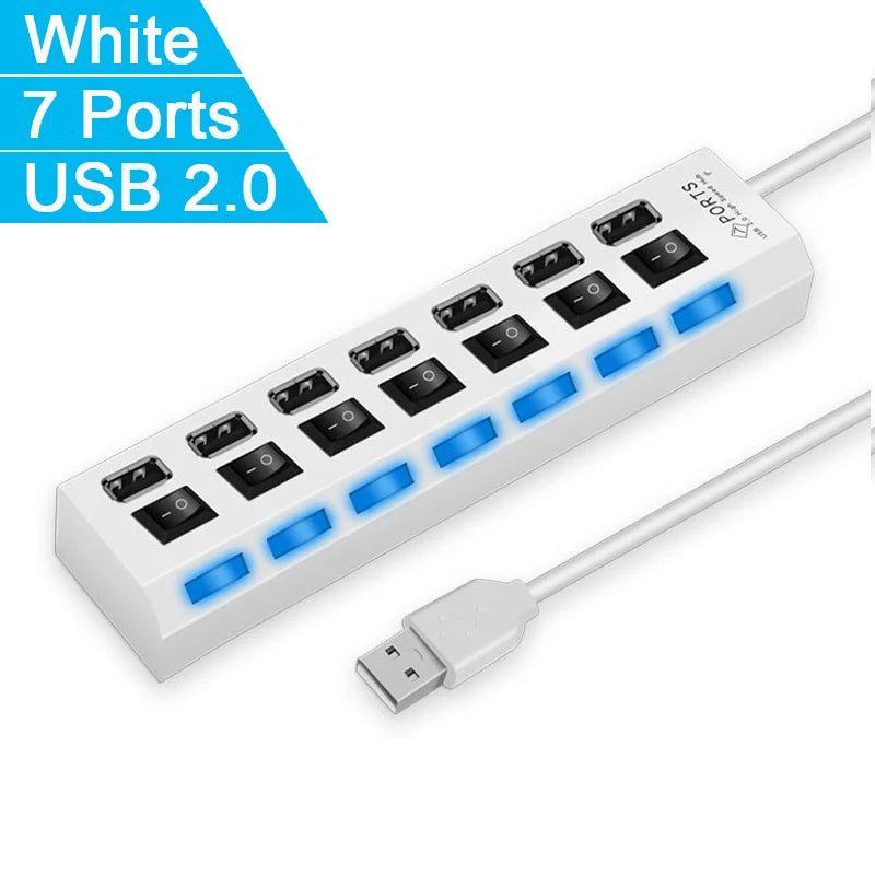 High Speed 4/7 Ports USB HUB 2.0 Adapter Expander