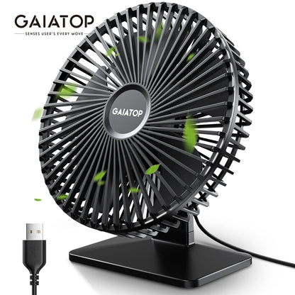 GAIATOP Desk Fan Portable USB Fan 90° Adjustable Cooling Fan Mute 4 Speed