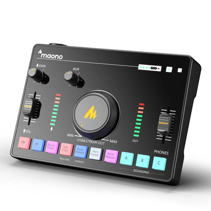 Maono AMC2 Neo Professional Sound Card Audio Interface Mixer With 48V Phantom Power