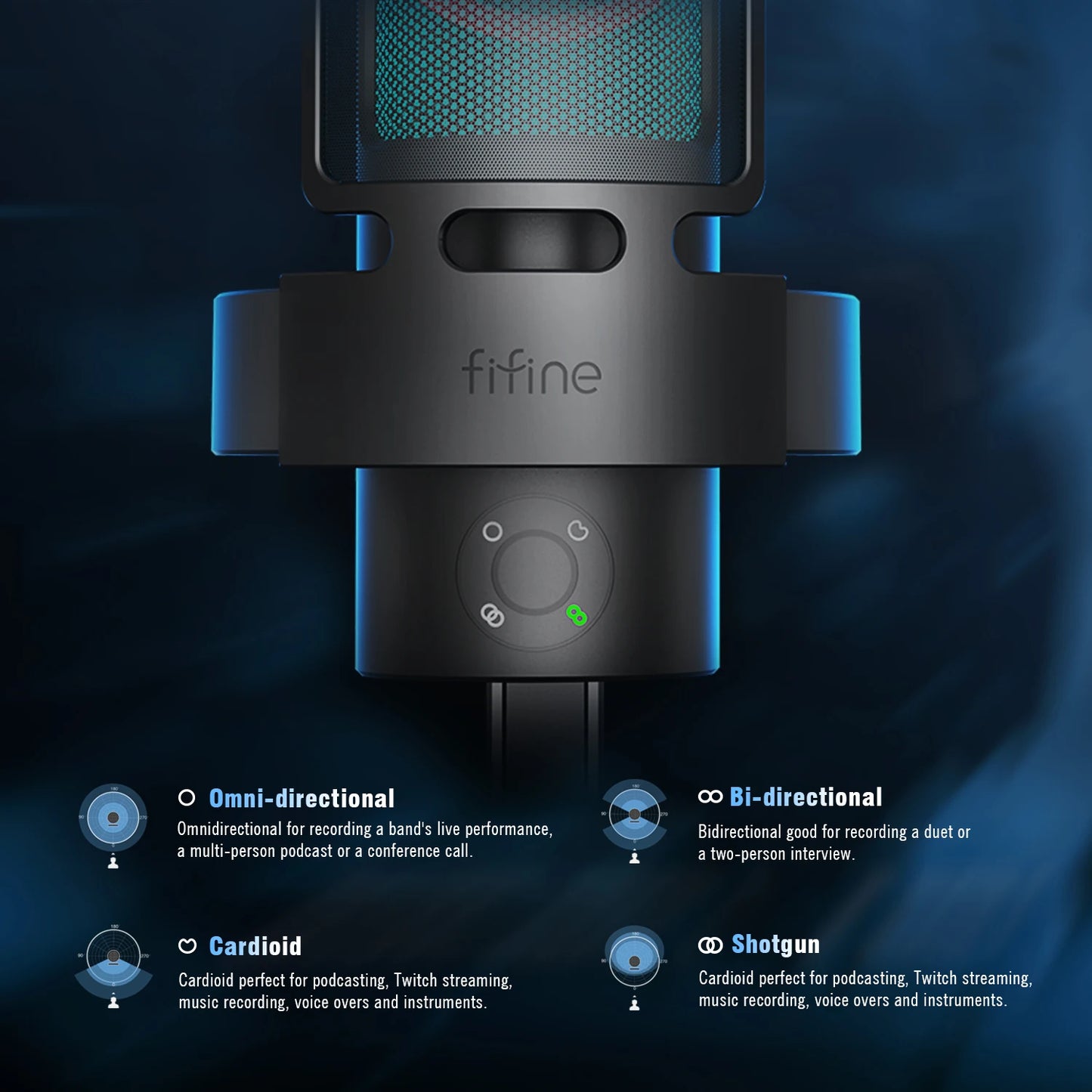 FIFINE Ampligame A8 PLUS USB MIC with Contrallable RGB