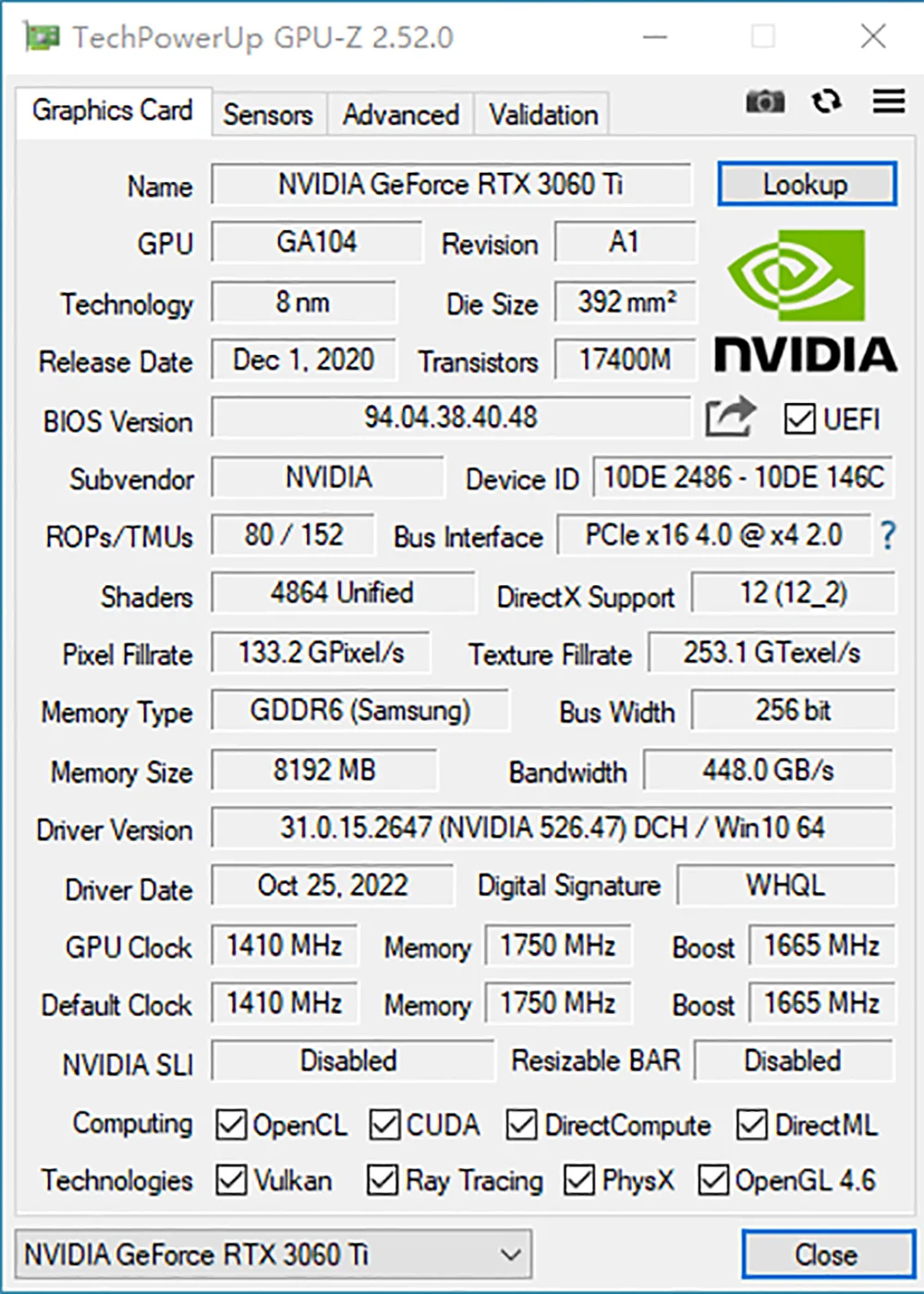 MLLSE RTX 3060Ti 8GB Graphics Card GDDR6 256Bit PCI Express 4.0 ×16 8Pin NVIDIA GPU Rtx 3060Ti