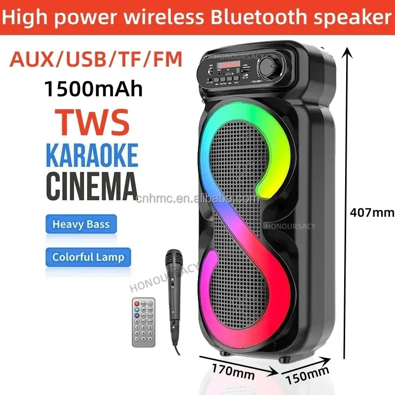 High Volume Portable Home TKV Wireless Bluetooth Speaker with MIC RGB Light Outdoor Super Bass Boombox TWS/FM