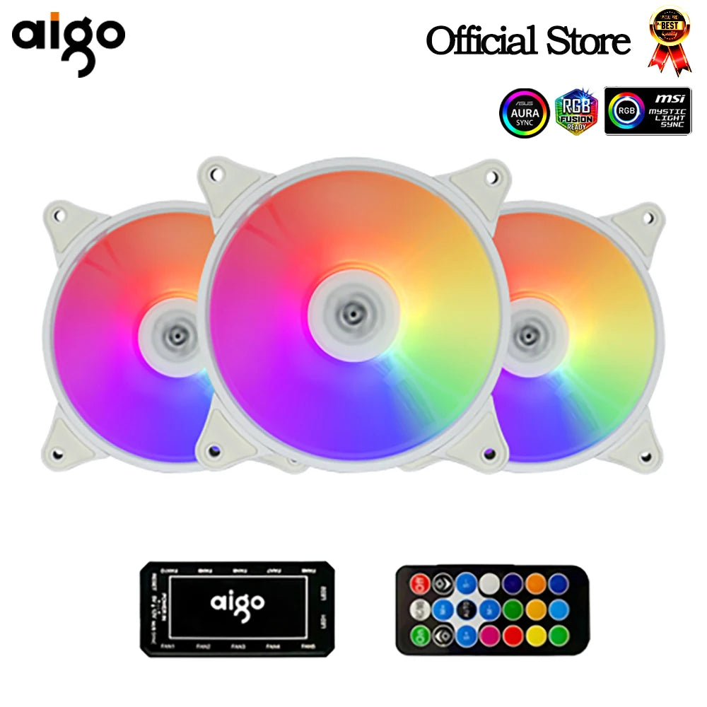 Aigo AR12 white 120mm RGB FAN ventilador PC gamer