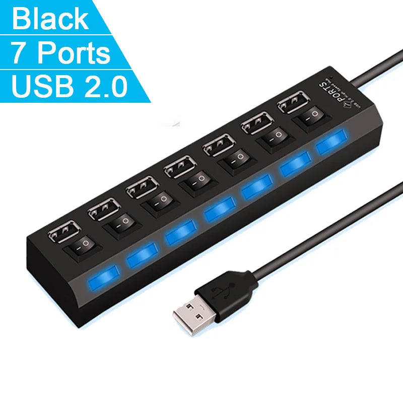 High Speed 4/7 Ports USB HUB 2.0 Adapter Expander